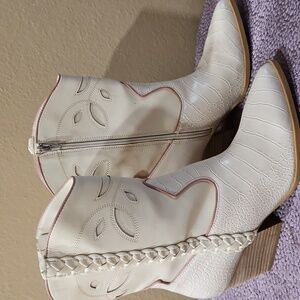White Western Ankle Boots